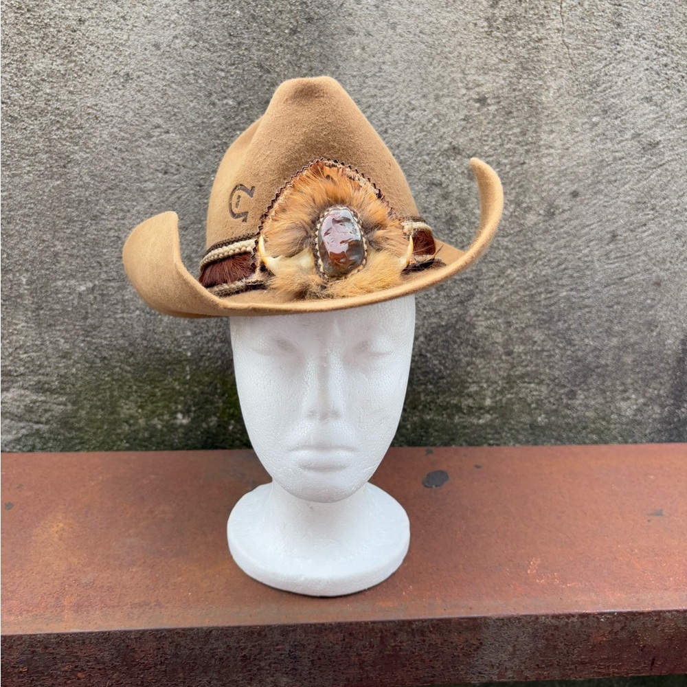 Charlie 1 Horse Hat Custom Built Vintage Brown/Cream No Size Tag